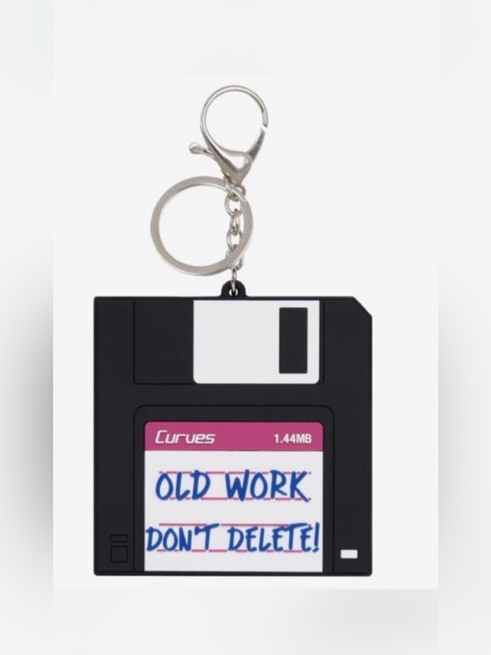 Curves Floppy disk - bag charm. Old Work Don't Delete Keychain.